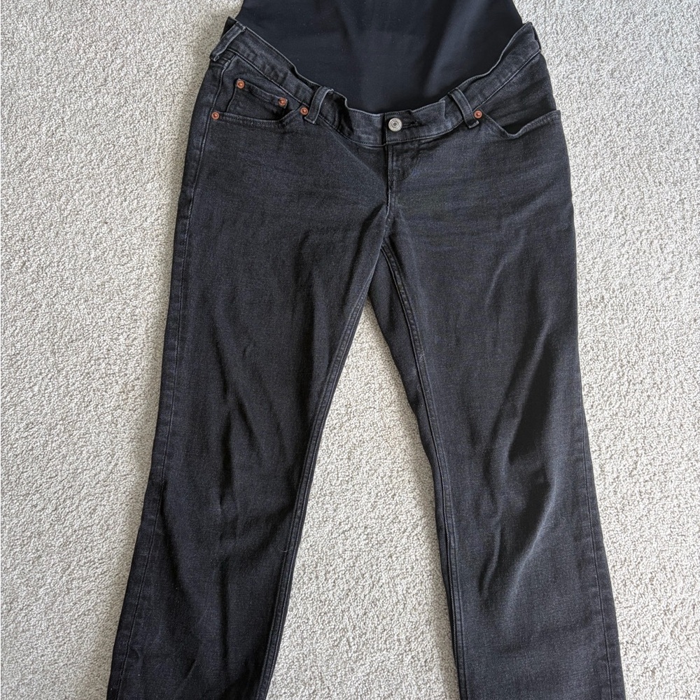 Abercrombie & Fitch Black Straight-Leg Maternity Jeans